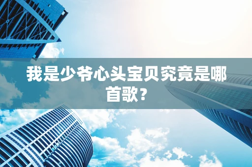 我是少爷心头宝贝究竟是哪首歌？