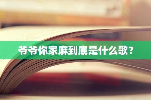 爷爷你家麻到底是什么歌？