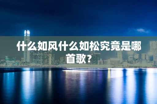 什么如风什么如松究竟是哪首歌？