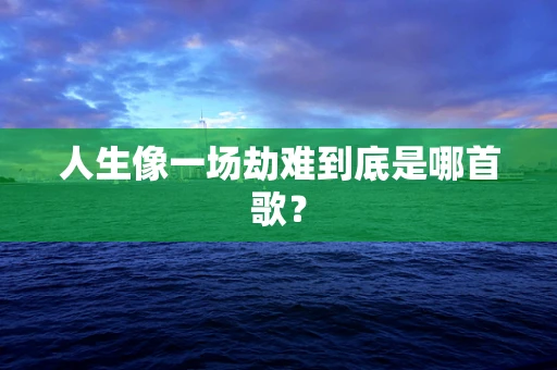 人生像一场劫难到底是哪首歌？