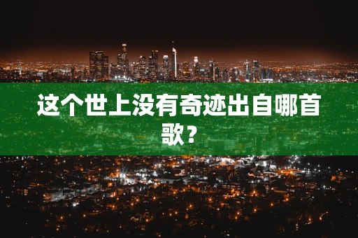 这个世上没有奇迹出自哪首歌？