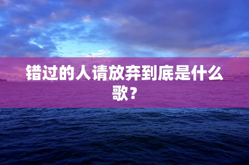 错过的人请放弃到底是什么歌？
