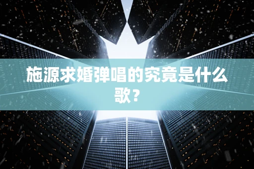 施源求婚弹唱的究竟是什么歌？