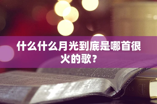 什么什么月光到底是哪首很火的歌？