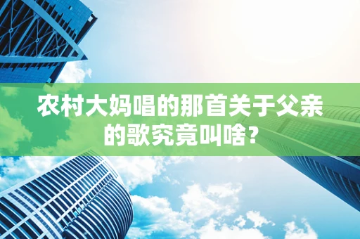 农村大妈唱的那首关于父亲的歌究竟叫啥？